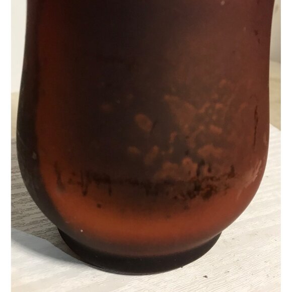 Vintage Frosted Amber Glass Candle Amber Unscented Wax - Picture 5 of 10